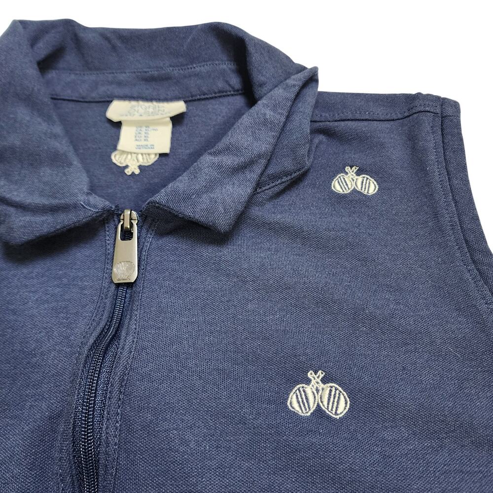 Sigrid Olsen Womens Sleeveless Quarter Zip Collared Embroidered Top Size XL Navy - Picture 5 of 10